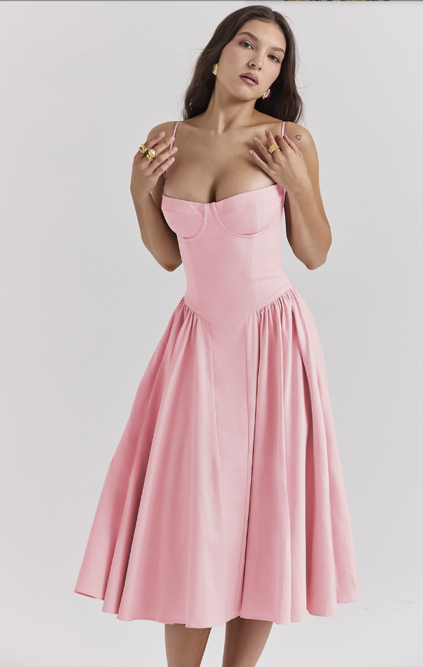 Sophie | Damen Korsetdesign Midikjole | For Elegance & Selvsikkerhed