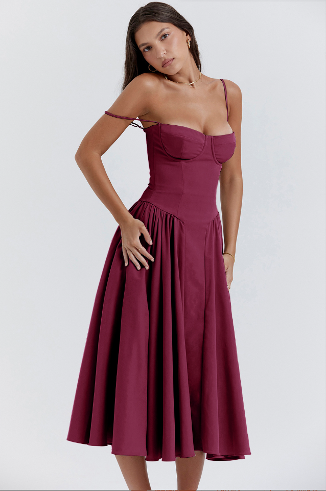 Sophie | Damen Korsetdesign Midikjole | For Elegance & Selvsikkerhed