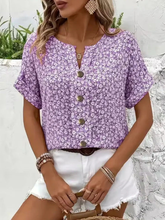 Mathilde | Damen Blomstrende Let Sommerbluse | Til Stil & Komfort