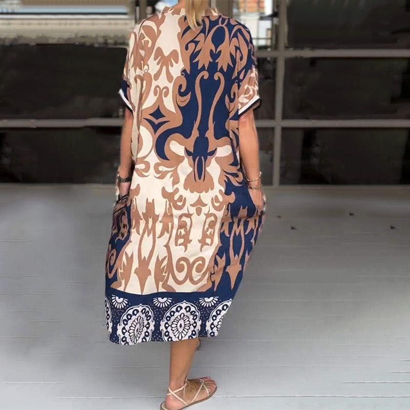 Amalie | Kvinders Luftige V-Hals Midi Kjole | Summer Chic
